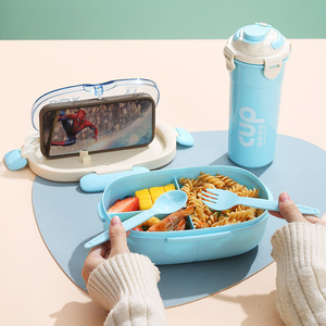 Fiambrera Bento para niños con tenedor, cuchara, contenedor de plástico <span class=keywords><strong>Rectangular</strong></span> para almacenamiento de alimentos, portátil para uso escolar, gran oferta al por mayor - Product Image 6