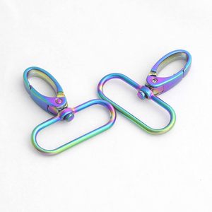 Metal Rainbow Swivel <b>Snaps</b> <b>Hooks</b> With Rainbow D Rings And Tri Glides Rainbow Purse Hardware Slide Buckles - Product Image 3