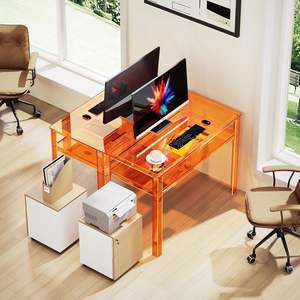 Bureau en acrylique transparent avec rangement ouvert, bureau d'ordinateur pour le bureau à domicile, <span class=keywords><strong>table</strong></span> d'étude - Product Image 5