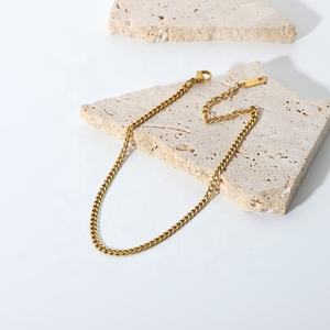 Artivelle Dainty 3mm 18K Gold Plated Stainless Steel Casual/Sporty Stacking Miami Cuban Link Chain Feet <strong>Anklets</strong> For Women - Product Image 4