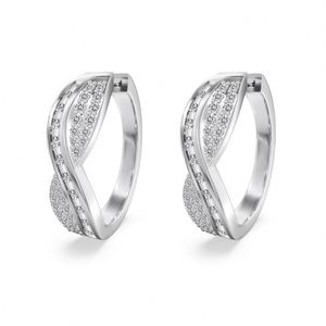 Dylam Charm Dainty Rhodium 14K Gold Plated S925 <b>Silver</b> 5A CZ Zirconia Infinity Geometric Jewelry Women <b>Hoop</b> Earrings - Product Image 1