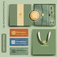 Carnet A5 à trois volets en similicuir, cousu à la main, coffret cadeau, bloc-notes de style professionnel pour réunions de bureau, souvenirs d'entreprise