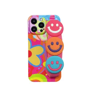 Colorful graffiti smiley diy phone case for iPhone14promax case 13Pro Apple 12 Crossbody 14Pro