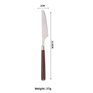 طقم سكين وشوكة وملعقة من الفولاذ المقاوم للصدأ مكون من أربع قطع بمقبض خشبي، بتصميم ياباني عتيق فاخر JY00029 - Product Image 6