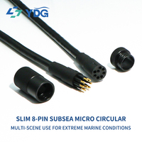 Connecteur sous-marin Micro 8 broches compatible SubConn, mâle et femelle, 5A 300V IP69K 7000m, plaqué or SS pour ROV AUV caméra sous-marine
