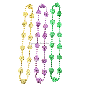 بيع بالجملة حبات ماردي غرا بالجملة قلادة مطرزة بالخرز باللون الأرجواني والأخضر والذهبي ماردي غرا حبات كرات رمي - Product Image 6