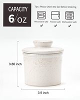 Pot à beurre en céramique blanche mouchetée, pot à beurre français avec ligne d'eau