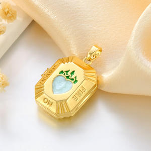 Pendentifs <span class=keywords><strong>photo</strong></span> ouvrables octogonaux HD428 Shield, en laiton plaqué or 18 carats, avec émail coloré en forme de cœur, bijoux - Product Image 4