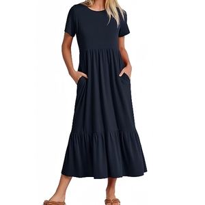 Camicia estiva estiva Casual a maniche corte Aline fluente a strati gonna Extra lunga da spiaggia - Product Image 1