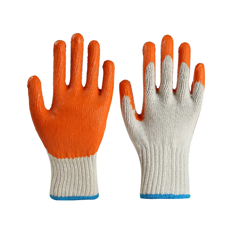 Orange Latex Gloves Factory Price Cotton Dip Coat Rubber Wear Resisting Durable Work Gloves