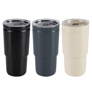 Vaso de Agua de Plástico de Gran Capacidad, Vaso Doble con Pajita, Simple, Libre de BPA, de PP, para Uso en Exteriores, Oficina, Coche - Product Image 1