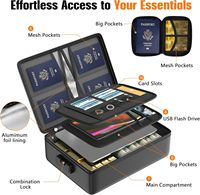 Caja Organizadora de Documentos Ignífuga e Impermeable de 8 Capas con Aislamiento Térmico, Color Negro, para Documentos Importantes
