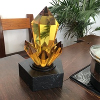 Trophée en verre cristal de haute qualité ADL 150x210mm, gravé et imprimé UV, pour récompenses tendance avec base en pierre noire