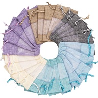 Petit Linge Jute Sacs-cadeaux Bijoux Cordon De Jute Poche Sac Avec Fenêtre