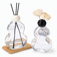 Bouteilles vides pour diffuseur de parfum avec bâtonnets en rotin, flacon en verre en forme de gourde avec bouchon en boule de bois pour parfum d'intérieur