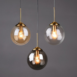 Lustre moderne minimaliste en verre avec commande tactile, rond, E26 LED, multi-têtes, pour restaurant, café, bar, hôtel, chambre à coucher - Product Image 1