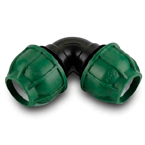 Raccord de tuyauterie à compression coudé à 90 degrés en PP PE vert pour l'irrigation et l'alimentation en eau - Product Image 1