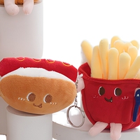 Cadeaux pour enfants, jouets en peluche amusants, design de hamburger, de toast et de frites, porte-clés personnalisé, pendentif de poupée 3D, porte-clés