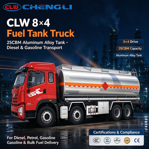 รถบรรทุกถังน้ำมันอลูมิเนียมอัลลอยด์ CLW 8x4 25CBM สำหรับบรรทุกดีเซล น้ำมันเบนซิน น้ำมันเชื้อเพลิง และน้ำมันชนิดอื่นๆ สำหรับการขนส่งน้ำมันจำนวนมาก - Product Image 1