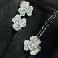 Aazuo – ensemble de bijoux de luxe en or massif 18 carats, diamants naturels, collier, boucles d'oreilles, bague, cadeau pour femme, mariage, fiançailles, fête, haut de gamme