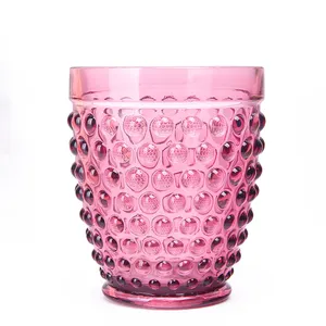 Taza de cristal colorida para agua y bebidas, diseño de puntos, estilo europeo Retro