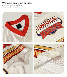 เสื้อยืดแขนสั้นทรงสปอร์ตสไตล์ฮิปฮอปวินเทจ คอวี แห้งเร็ว ผ้าตาข่าย พิมพ์ลายบล็อกสี  สำหรับทุกเพศ - Product Image 3