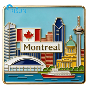 Cadeaux Souvenirs Personnalisés Canada Drapeau Canadien Montréal Aimant de Réfrigérateur Épingle de Revers Badge Broche Épingle Émaillée Personnalisée Montréal - Product Image 4