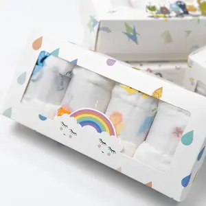 100% garza di cotone fazzoletto/bambino lavare panni all'ingrosso confezione regalo bambino era panni set di 4 pezzi