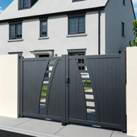 Kit de portail coulissant extérieur robuste en fer forgé avec moteur et interphone pour allée de ferme