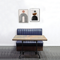 Ensemble de canapés personnalisés pour café et restaurant de restauration rapide, banquette en cuir bleu, mobilier de restaurant