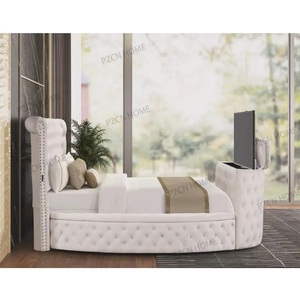 PZCN HOME Letto Moderno con Struttura in Tessuto Vellutato Trapuntato Multifunzionale con Mobile <span class=keywords><strong>TV</strong></span> e Contenitore, Misura King Size <span class=keywords><strong>per</strong></span> Arredamento Camera da Letto - Product Image 2