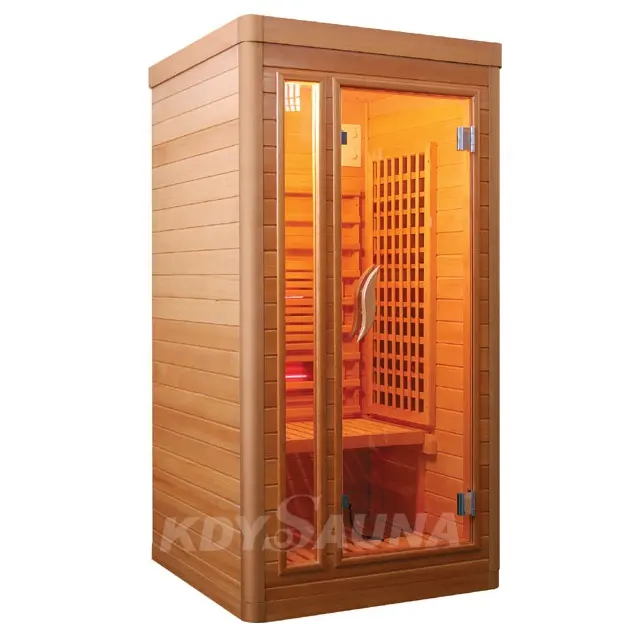 Armoire de sauna moderne et personnalisée pour 1 personne, près de l'infrarouge lointain, mini sauna à vapeur sèche en bois, à usage domestique, à vendre