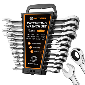 OEM 12pcs Premium Combination Ratcheting Wrench Set Chrome Vanadium Steel Imperial <b>Ratchet</b> Spanner - Product Image 1