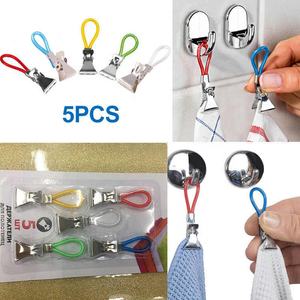 5 pinces à suspendre <span class=keywords><strong>pour</strong></span> torchons, pinces métalliques à accrocher, boucles, pinces à suspendre <span class=keywords><strong>pour</strong></span> serviettes de cuisine, accessoires de salle de bain - Product Image 5