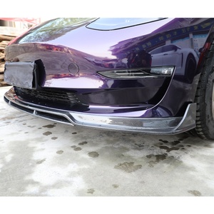 2017-2025 Tesla <b>Model</b> 3 Wet Carbon Fiber Bumper Front Rear Lip Side Skirt Rear Spoiler Bolt-On Fog Light - Product Image 4