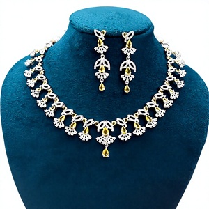 Silver Plated Crystal Necklace and Earring <b>Set</b> with Pear Cut Stones <b>for</b> Women <b>Wedding</b> Jewelry Classic Style - Product Image 4