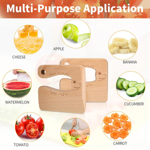 JUNJI-Cuchillo <span class=keywords><strong>de</strong></span> madera para niños, 2 piezas, para cocinar, bonito pez, forma <span class=keywords><strong>de</strong></span> dinosaurio, <span class=keywords><strong>juguete</strong></span> <span class=keywords><strong>de</strong></span> cocina, cortador <span class=keywords><strong>de</strong></span> verduras y frutas - Product Image 6