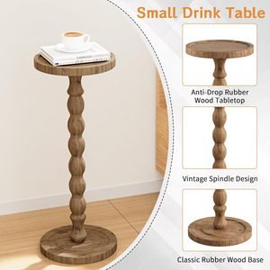 Qingyue Solid Wood <b>Side</b> <b>Table</b> Round Mini Coffee <b>Table</b> Handmade <b>Vintage</b> American Style - Product Image 3