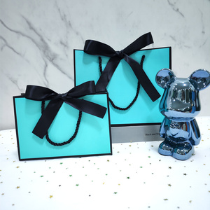 Bolsa de papel rosa con cinta personalizada, bolsa de regalo con cinta <span class=keywords><strong>verde</strong></span> azulado - Product Image 3