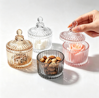 Pot de rangement en verre gaufré à côtes verticales, multicolore, décoratif, pour bonbons, noix, bougies, décoration de table à la maison
