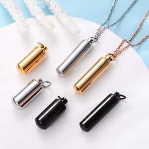 Pendentif Cylindre Urne Funéraire en Acier Inoxydable pour Cendres, Collier Commémoratif, Bijou, 3 Couleurs - Product Image 5
