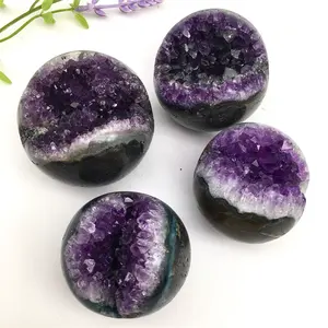 批发高品质深紫色紫水晶团簇装饰用紫水晶水晶地线球