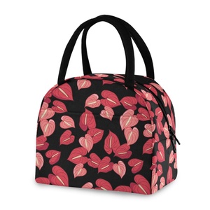 Low Moq Hawaii Red Anthurium Design Lifestyle Bag Cooler Lunch Bag Insulated Office Small Custom Insulated Food Cooler Bag - Product Image 1