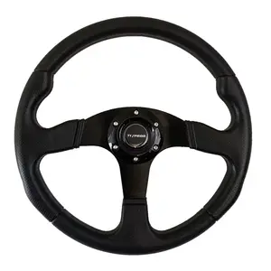 Car Sport Steering Wheel PU Universal 14 Inches 350MM Aluminum Flat Bracket Retrofit Modified