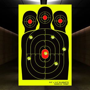 Autocollants de cible de tir auto-adhésifs pour entraînement, motif silhouette humaine réactive aux éclaboussures, jaune fluorescent, 9,5x14,5 pouces, pour usine - Product Image 2