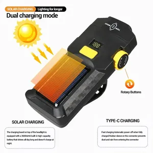 USB có thể sạc lại MTB đường núi Xe đạp phía trước đèn năng lượng mặt trời Powered hiển thị điện tích hợp đèn pin <span class=keywords><strong>HID</strong></span> ABS AA đi xe đạp an toàn - Product Image 2