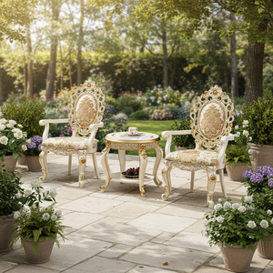 Set Moderno di <span class=keywords><strong>Tavolino</strong></span> e <span class=keywords><strong>Sedie</strong></span> Regolabili in <span class=keywords><strong>Plastica</strong></span> Stile Europeo di Lusso per Soggiorno e Uso Esterno - Product Image 2