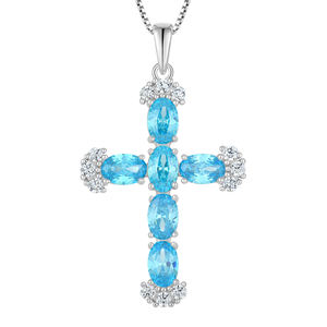 Di alta qualità Design con ciondolo a croce fantasia pieno di gioielli 925 in argento Sterling collana Custom collana produttori - Product Image 3