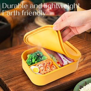 3 Compartment Silicone Bento <b>Lunch</b> <b>Box</b> Container,Leak-Proof Salad Bento <b>Box</b> for Adult, Microwave Safe - Product Image 6