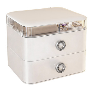 Boîte de rangement à bijoux élégante avec miroir et tiroirs pour bureau, en ABS, grande capacité 10-20L - Product Image 3